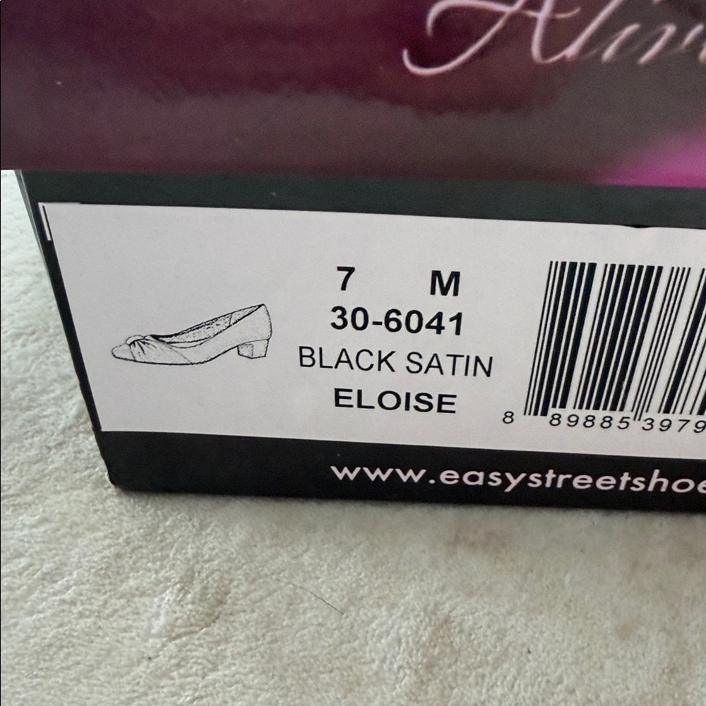 Easy Street Women’s Black Satin Flats with Rhinestone Detail Size 7 - Picture 6 of 6